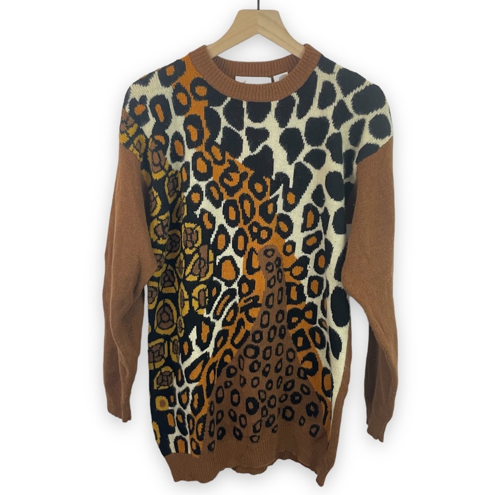 Vintage Animal Print Nina Austin Sweater Lambswool Angora Rabbit Blend